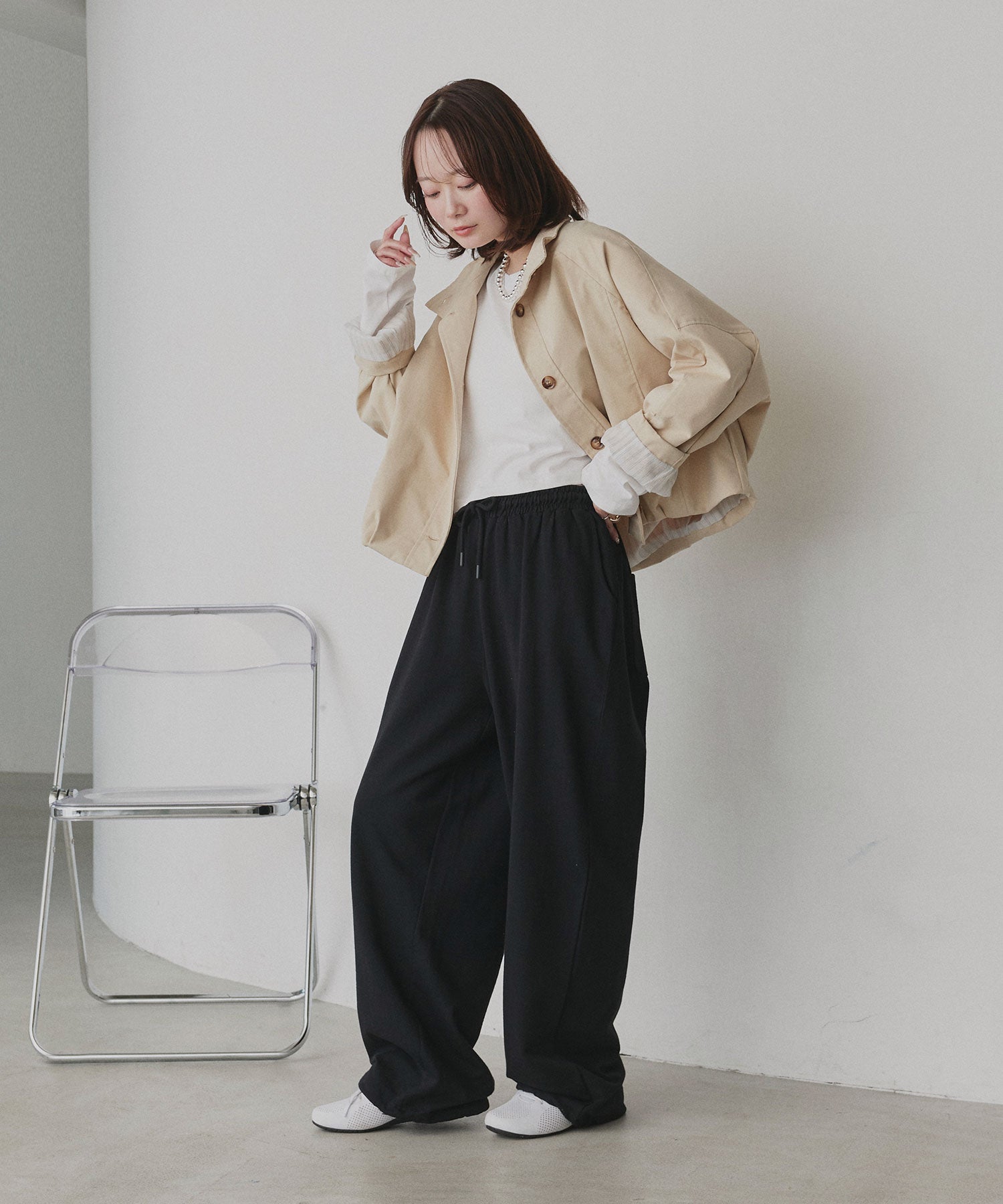 アドティエ ad thieスウェットイージーワイドパンツ (ブラウン) ブラウン