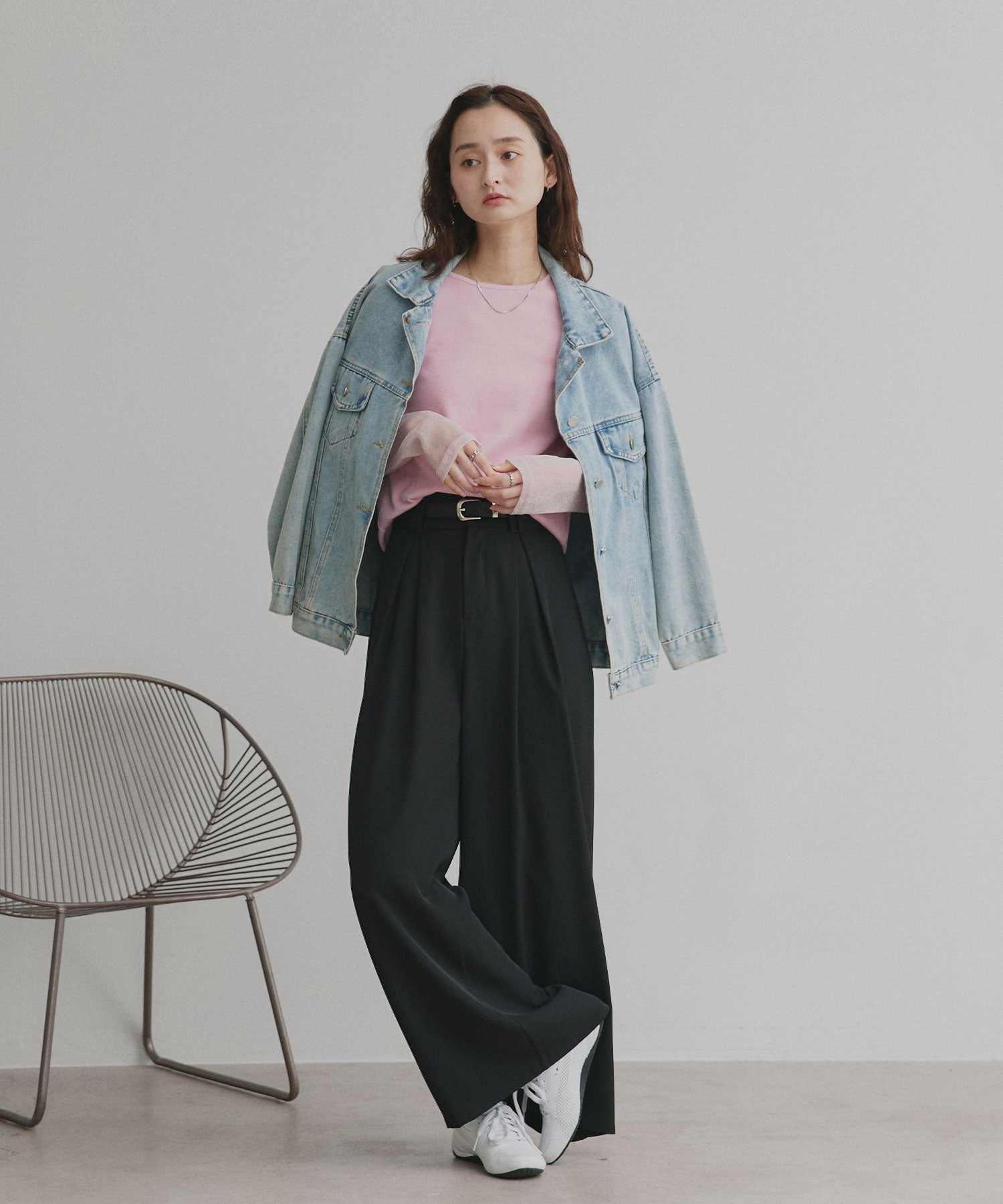 アドティエ ad thie 【2025AW新作】袖切替ラメシアー レースアソートトップス (ブラウン×ラメシアー) ブラウン×ラメシアー