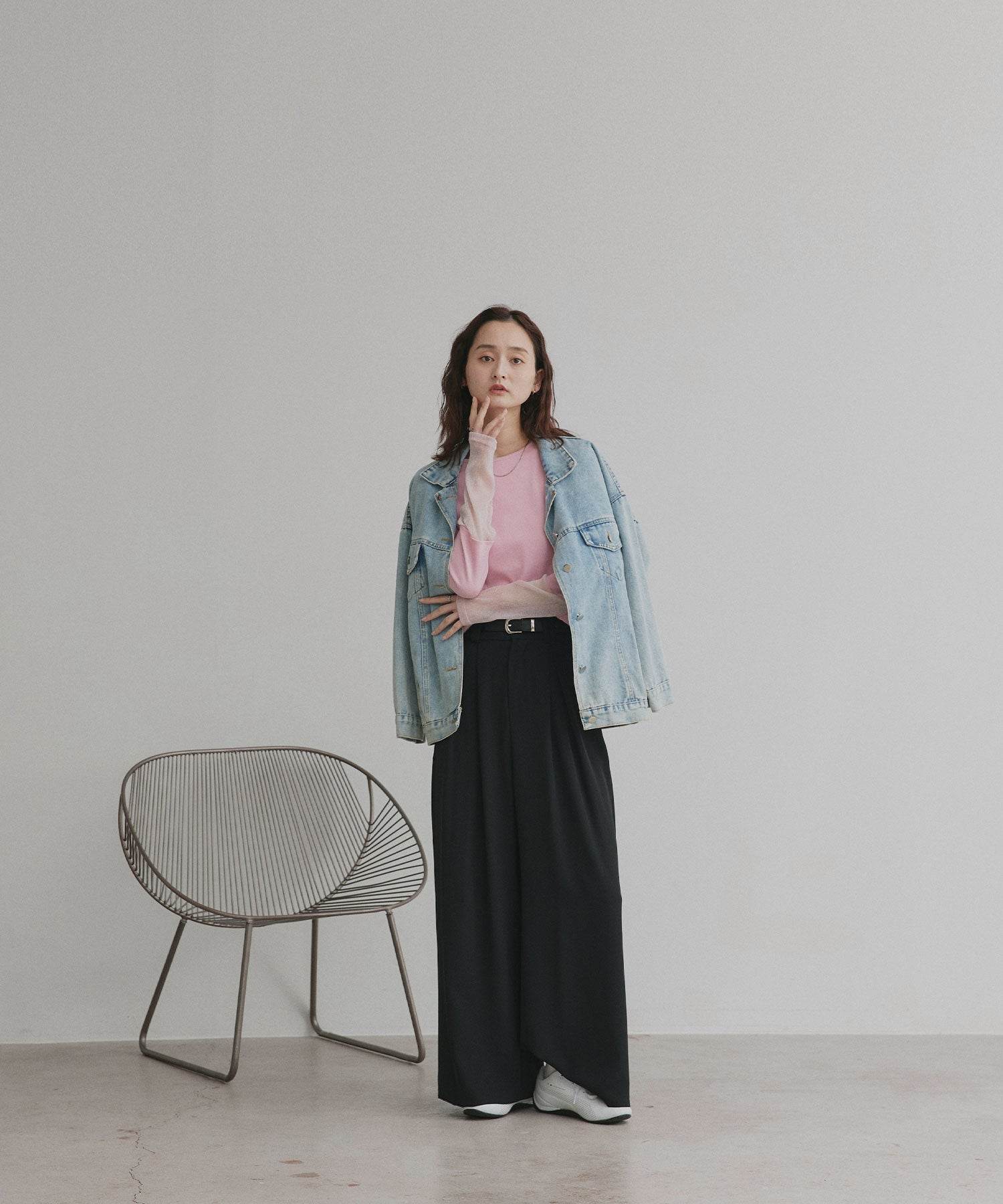 アドティエ ad thie 【2025AW新作】袖切替ラメシアー レースアソートトップス (ブラウン×ラメシアー) ブラウン×ラメシアー