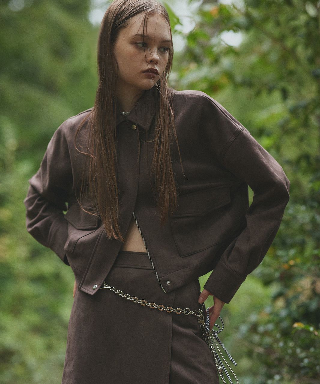 アドティエ ad thie 【2025AW新作】スエードラップスカート (キャメル) キャメル