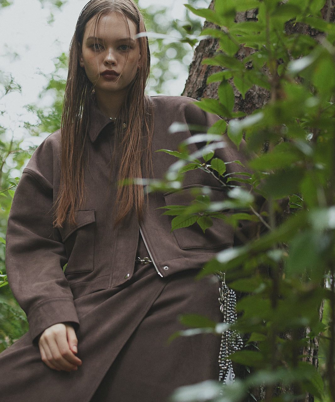 アドティエ ad thie 【2025AW新作】スエードラップスカート (キャメル) キャメル