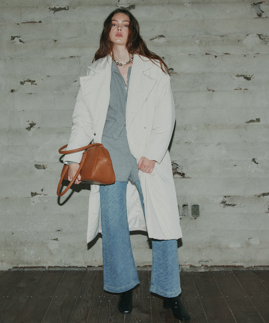 アドティエ ad thie 【2025AW新作】中綿テーラードカラーロングコート (アイボリー) アイボリー