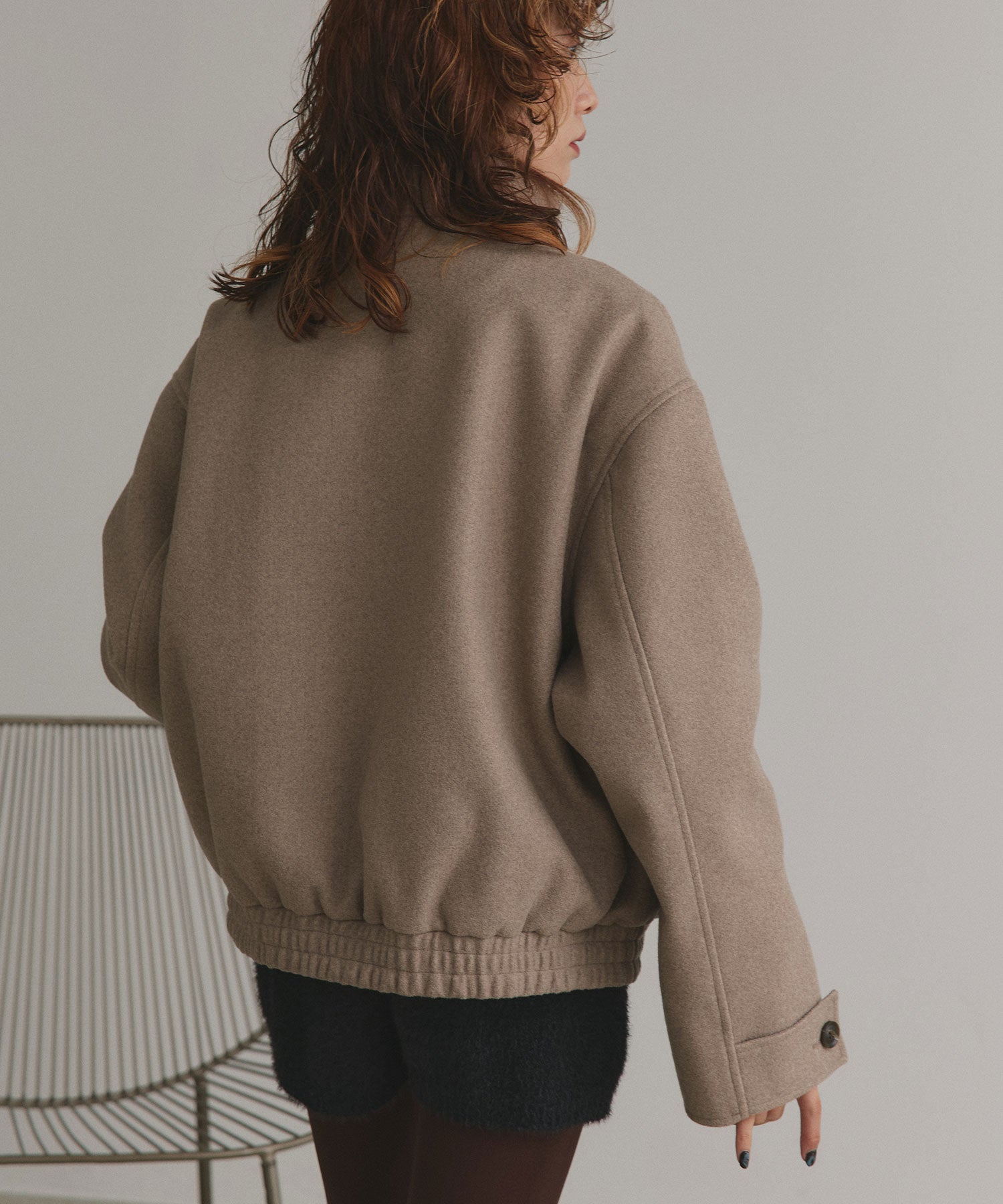 アドティエ ad thie 【2025AW新作】フェイクウールスタンドカラーブルゾン (モクグレー) モクグレー