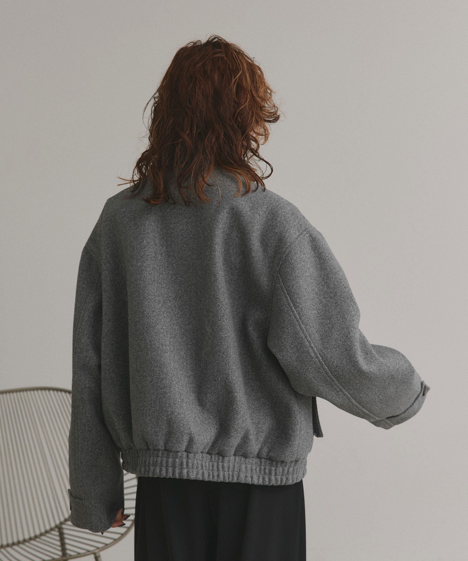 アドティエ ad thie 【2025AW新作】フェイクウールスタンドカラーブルゾン (モクグレー) モクグレー