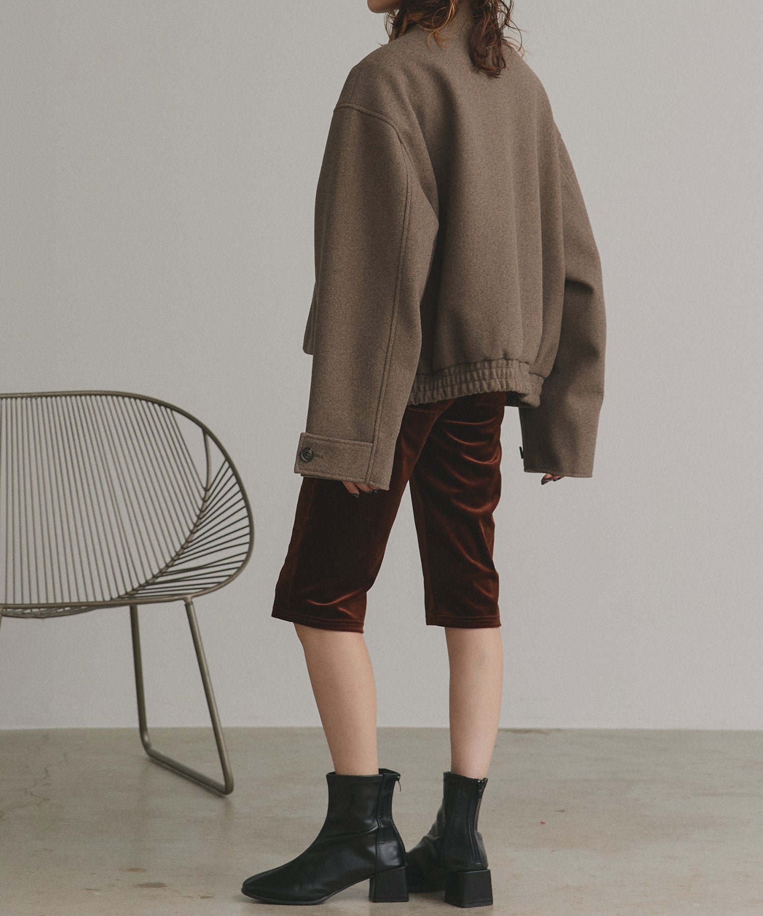 アドティエ ad thie 【2025AW新作】フェイクウールスタンドカラーブルゾン (モクグレー) モクグレー