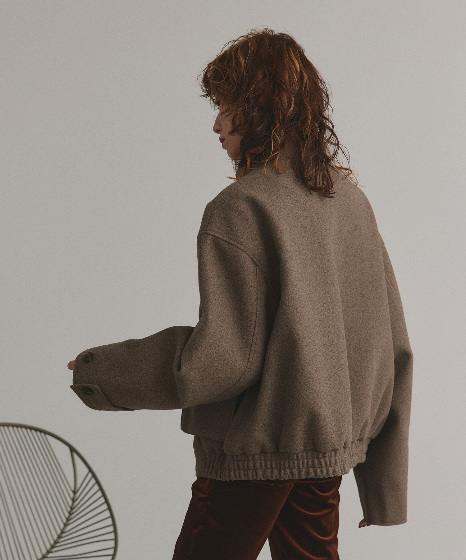 アドティエ ad thie 【2025AW新作】フェイクウールスタンドカラーブルゾン (モクグレー) モクグレー