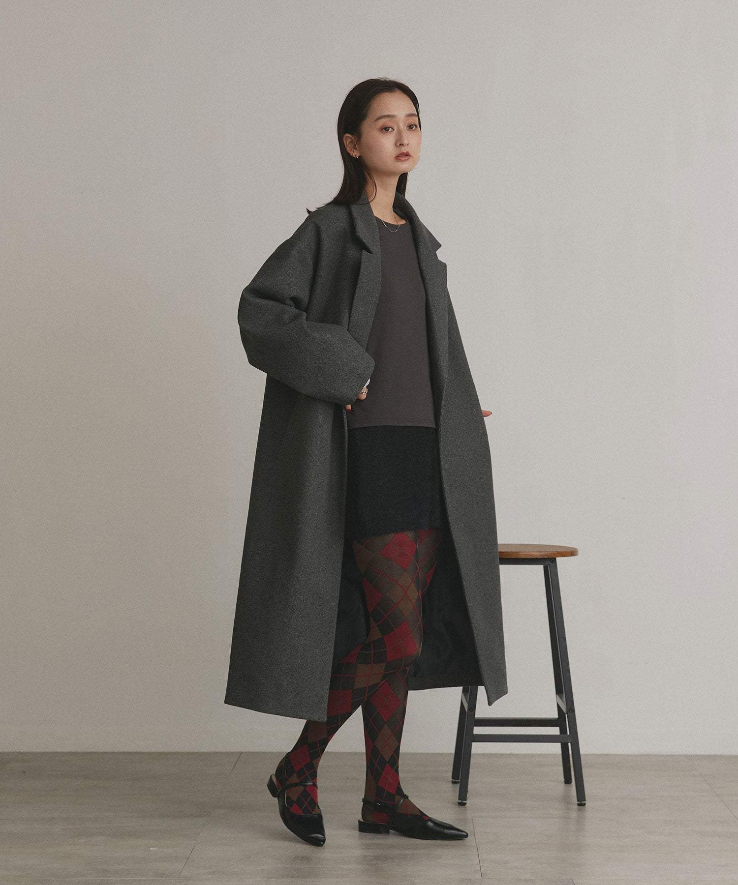 アドティエ ad thie 【2025AW新作】アーガイルタイツ (ブルー) ブルー