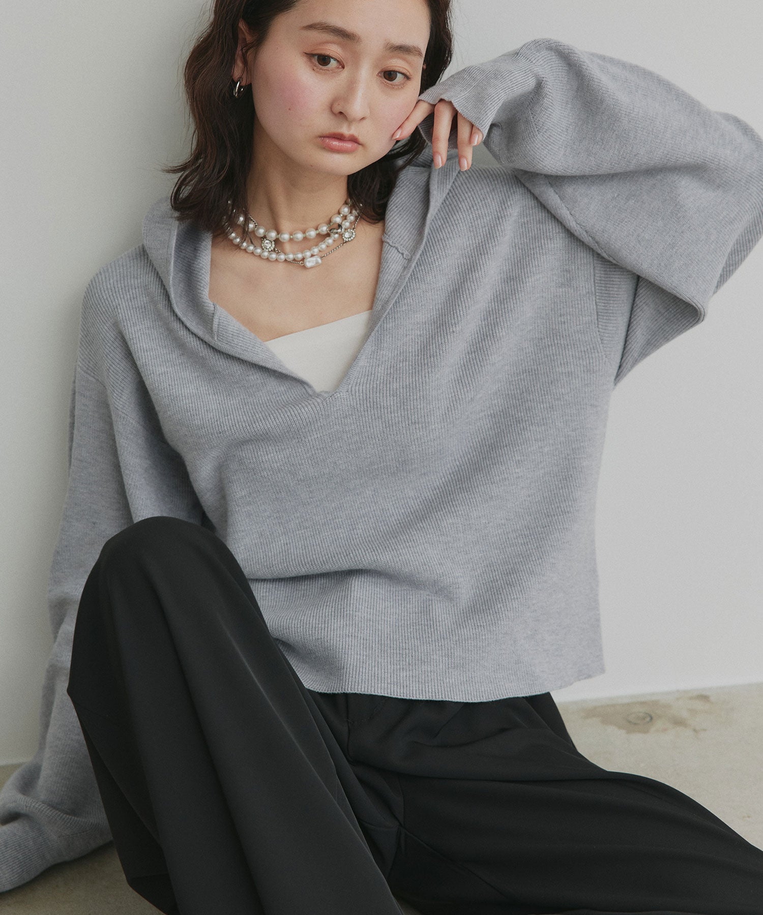 アドティエ ad thie 【2026SS新作】フーディーニットプルオーバー (ブラウン) ブラウン