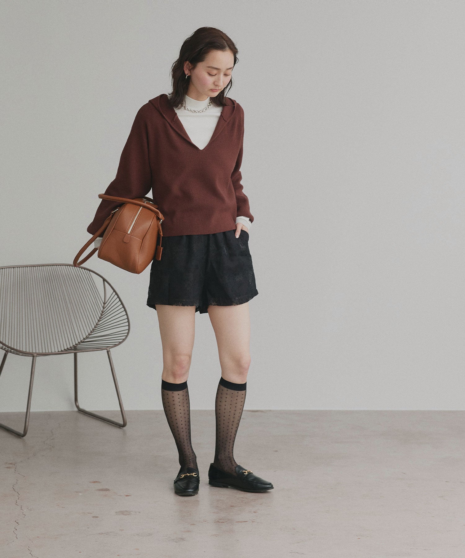 アドティエ ad thie 【2026SS新作】フーディーニットプルオーバー (ブラウン) ブラウン