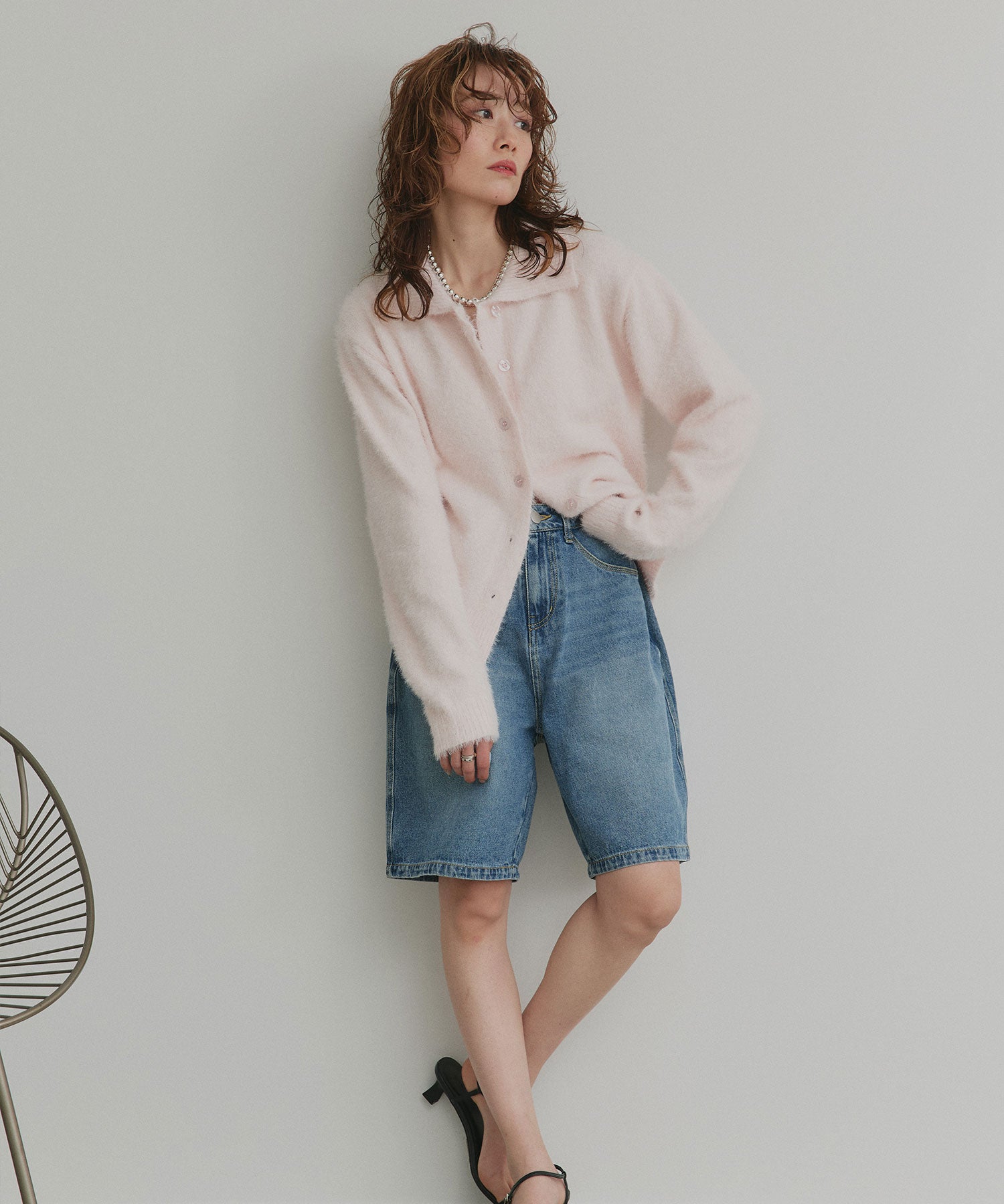 アドティエ ad thie 【2026SS新作】ヴィンテージハーフデニムパンツ (ブルー) ブルー