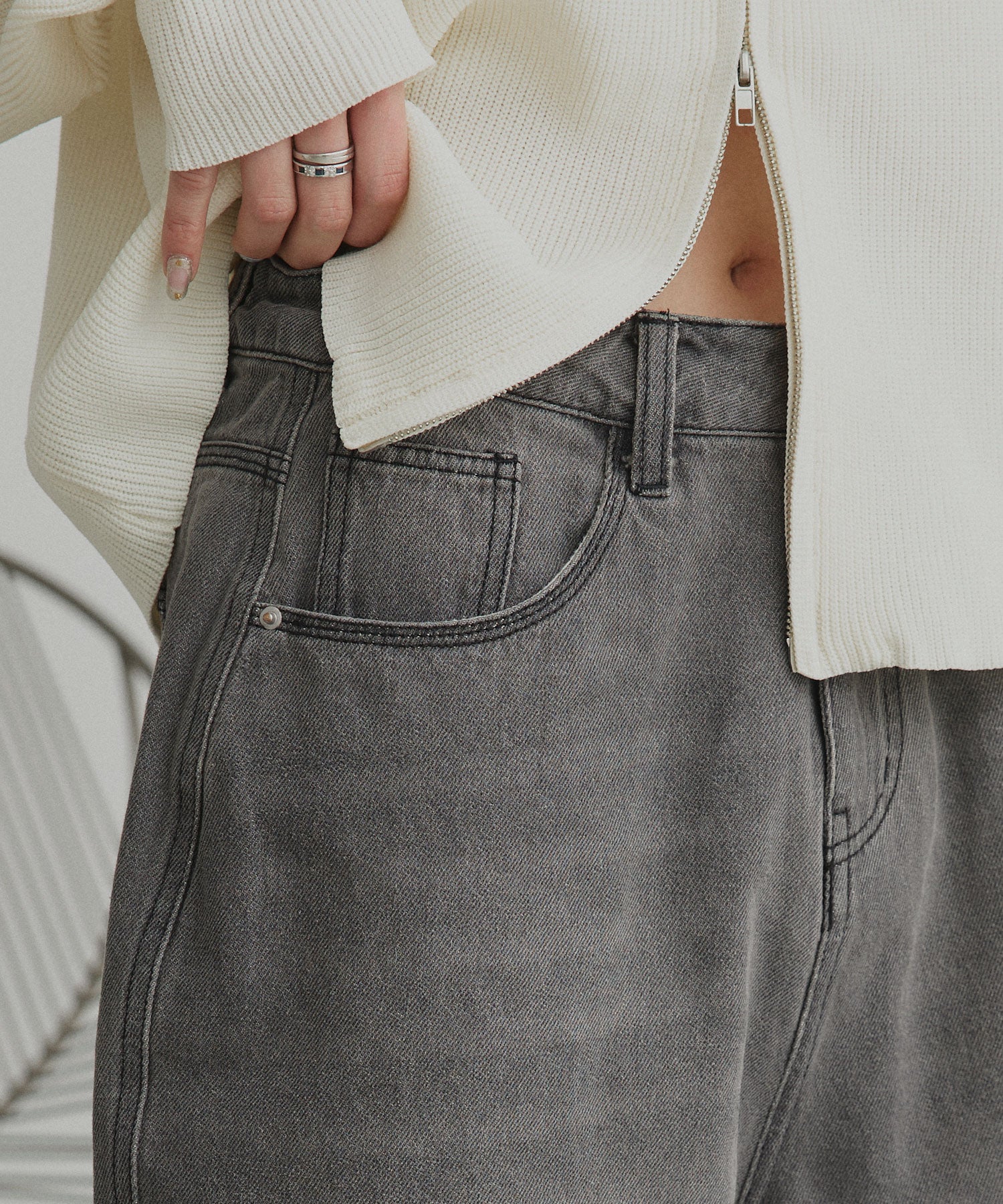 アドティエ ad thie 【2026SS新作】ヴィンテージハーフデニムパンツ (ブルー) ブルー