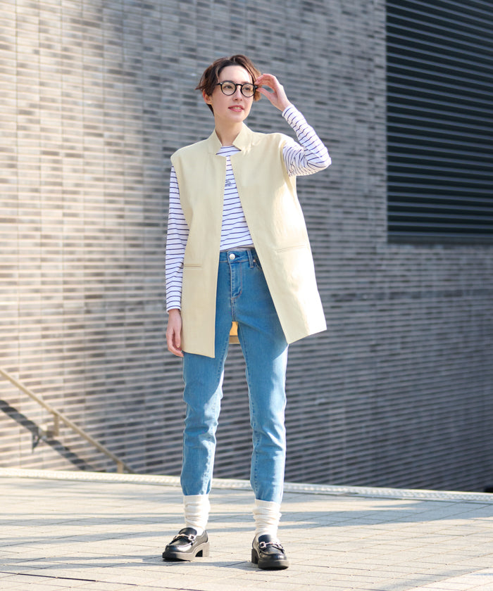 キャラ・オ・クルス CARA O CRUZ 洗えるロングジレ (イエロー) イエロー