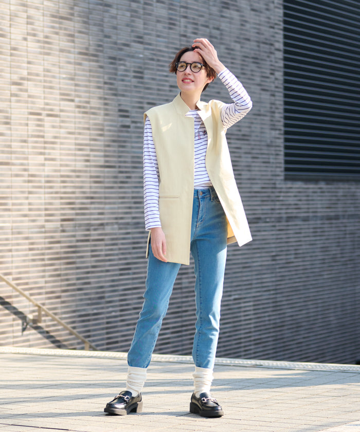 キャラ・オ・クルス CARA O CRUZ 洗えるロングジレ (イエロー) イエロー