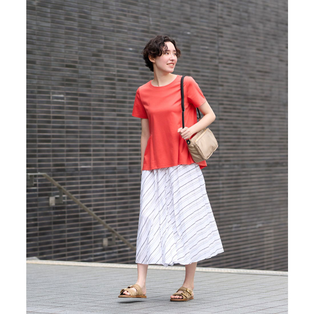 キャラ・オ・クルス CARA O CRUZ 洗える ペプラム切替Tシャツ (オレンジ系) オレンジ系