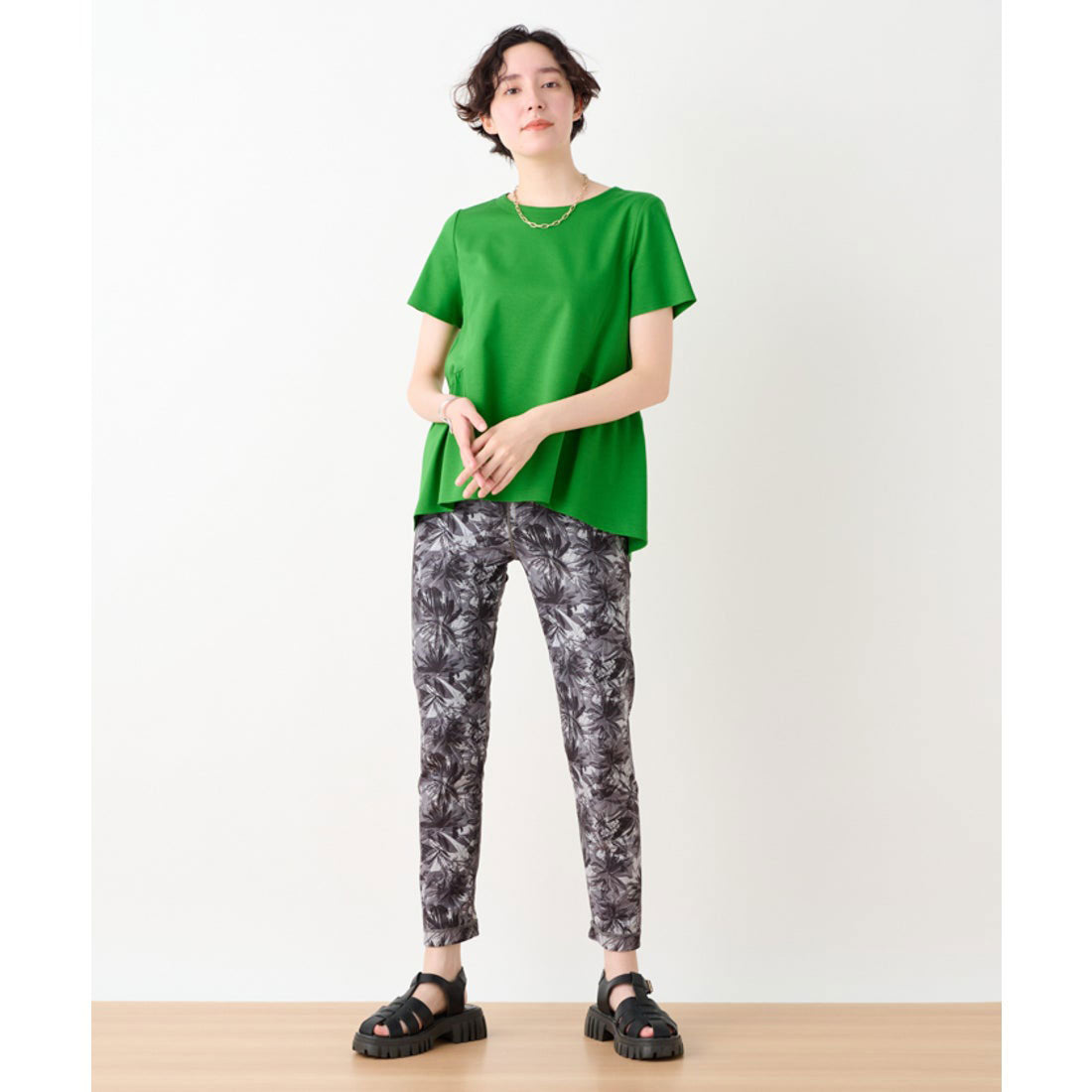 キャラ・オ・クルス CARA O CRUZ 洗える ペプラム切替Tシャツ (オレンジ系) オレンジ系