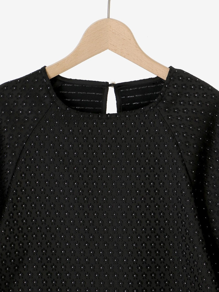 ルクールブラン le.coeur blanc 小花ラメジャガードプルオーバー (ブラック) ブラック