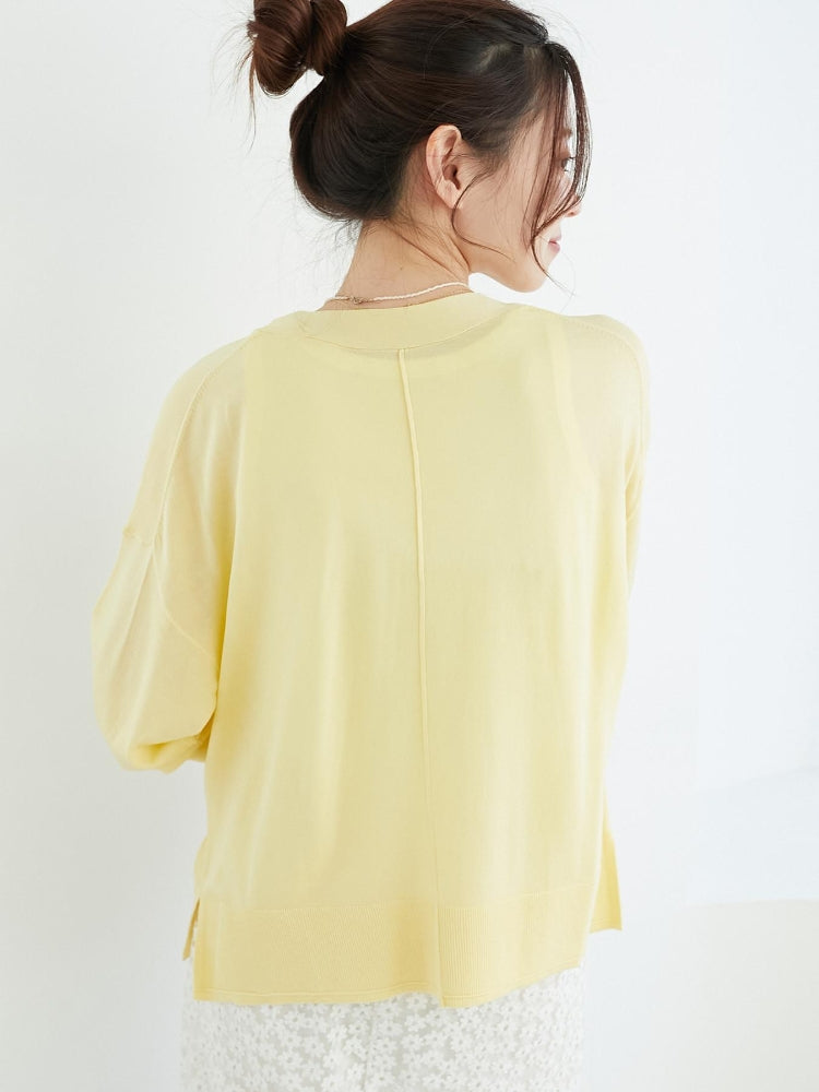 ルクールブラン le.coeur blanc ハイゲージVネックカーディガン (イエロー) イエロー