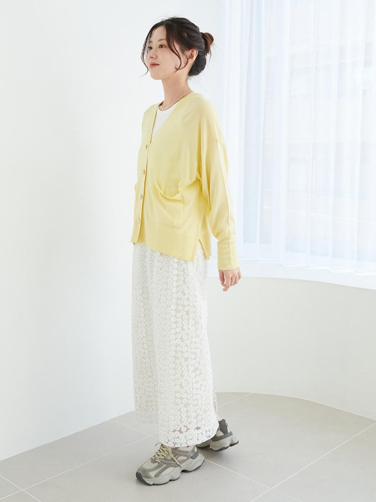 ルクールブラン le.coeur blanc ハイゲージVネックカーディガン (イエロー) イエロー