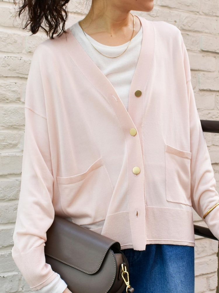 ルクールブラン le.coeur blanc ハイゲージVネックカーディガン (イエロー) イエロー