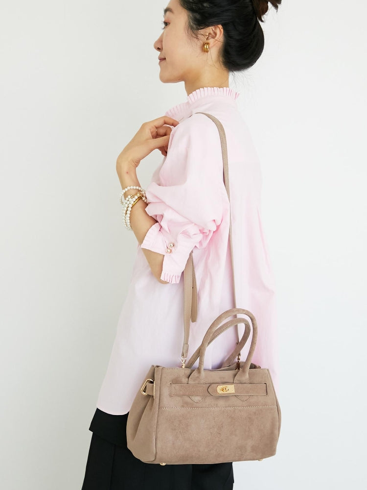 ルクールブラン le.coeur blanc スエードスクエアトート (ブラウン) ブラウン