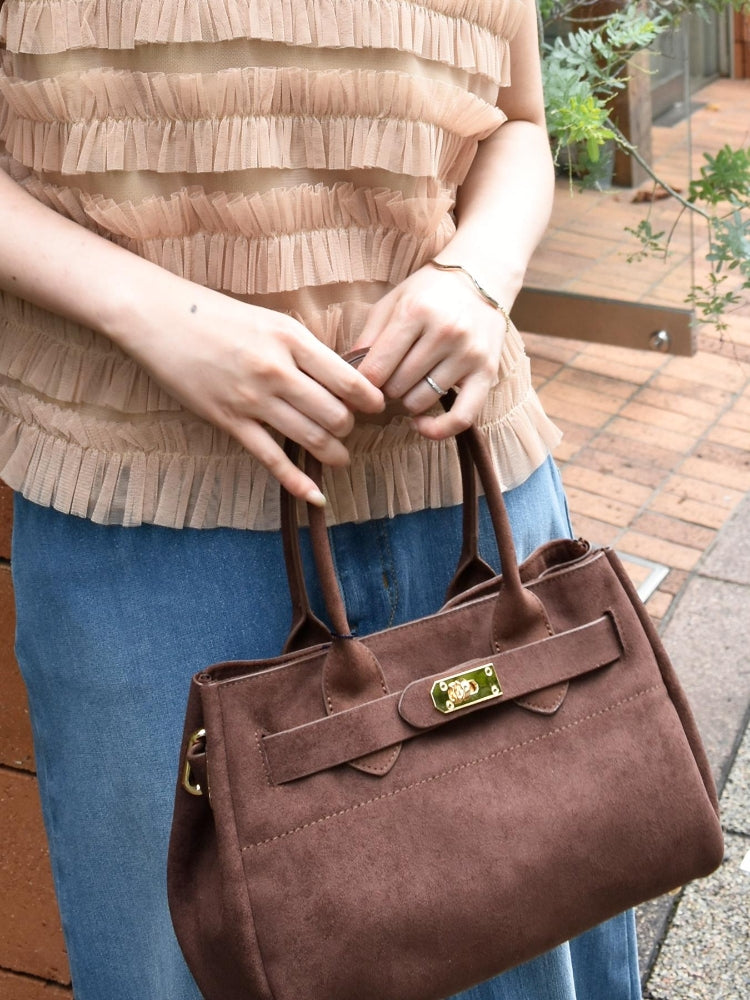 ルクールブラン le.coeur blanc スエードスクエアトート (ブラウン) ブラウン