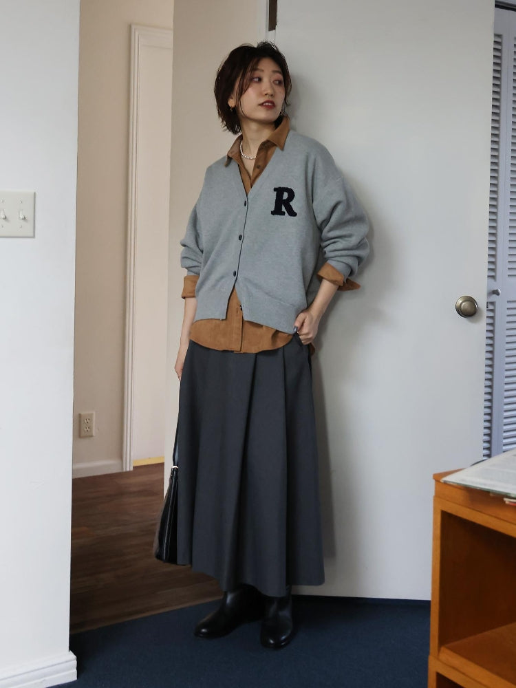 ルクールブラン le.coeur blanc ハイウエストフレアロングスカート (グレー) グレー