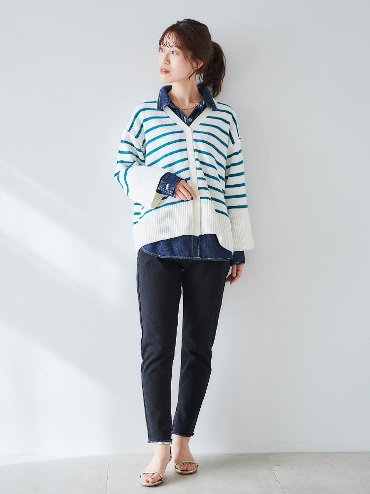 le.coeur blanc 2WAYストレッチデニムスリムパンツ(グレー) グレー