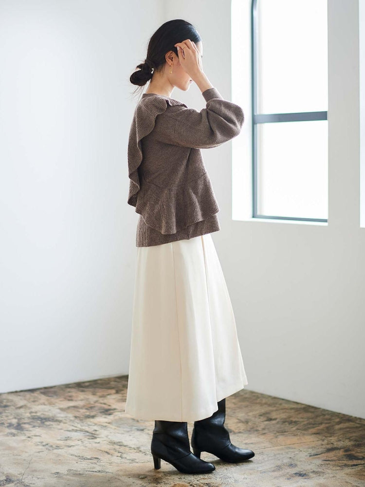 ルクールブラン le.coeur blanc カルゼマリントラペーズスカート (ホワイト) ホワイト