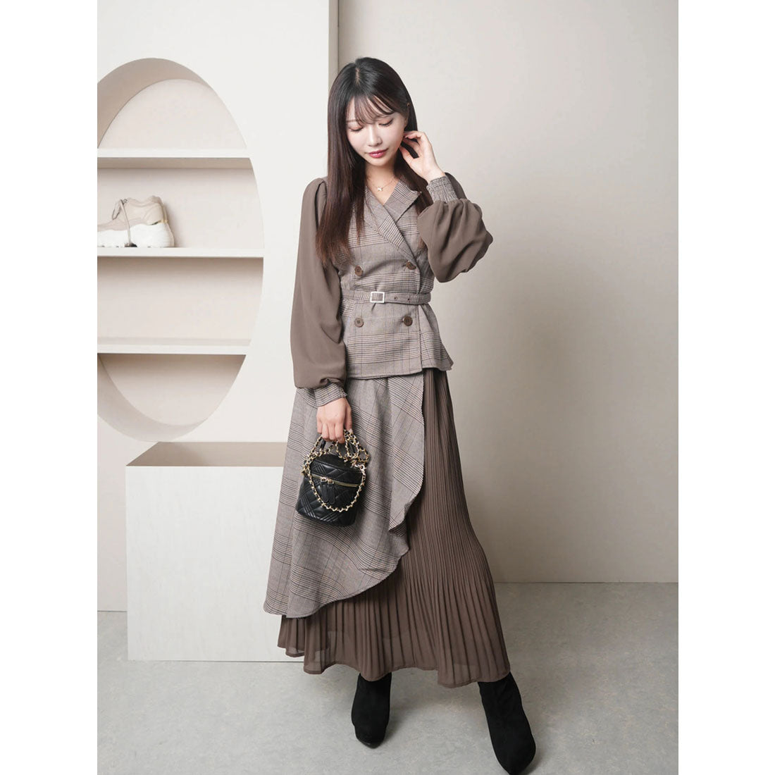 リップサービス LIP SERVICE ジャケットプリーツロングワンピース