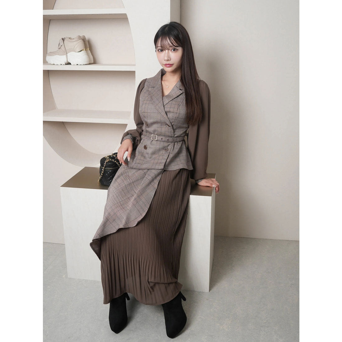 リップサービス LIP SERVICE ジャケットプリーツロングワンピース