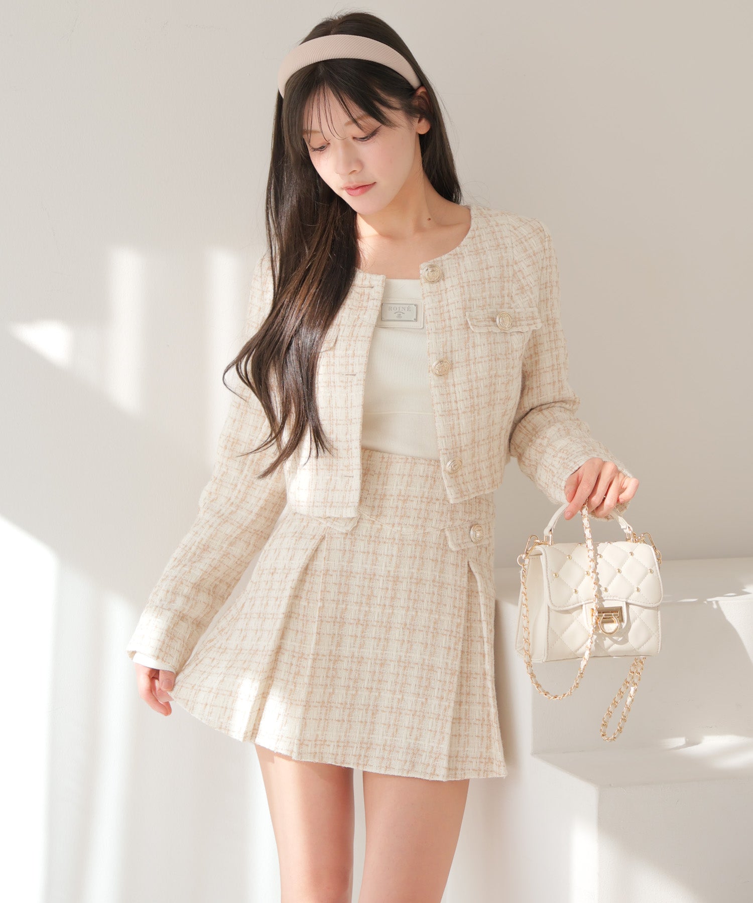 LIP SERVICE LIP SERVICE Spring Tweed Pleated Skirt