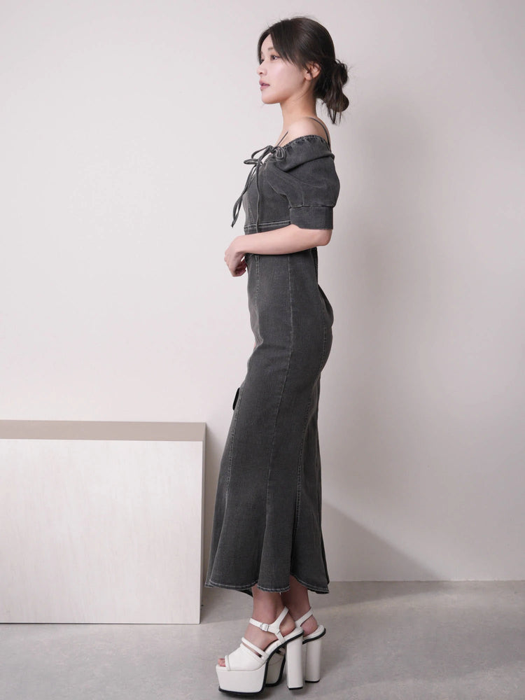 リップサービス LIP SERVICE バストオープンデニムマーメイドワンピース (グレー) グレー