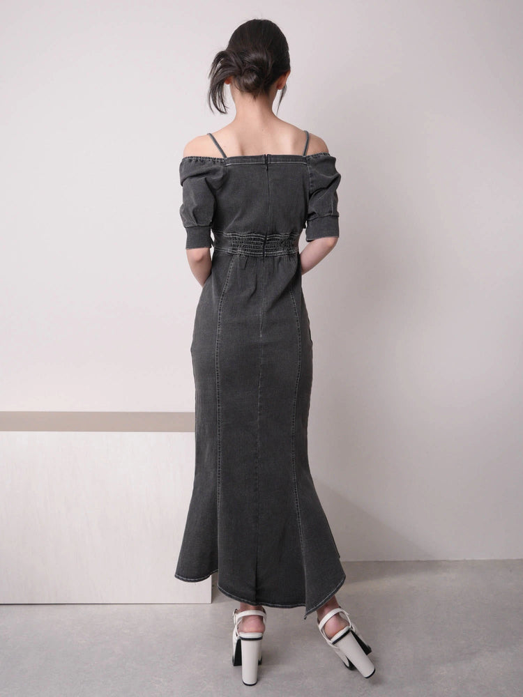 リップサービス LIP SERVICE バストオープンデニムマーメイドワンピース (グレー) グレー