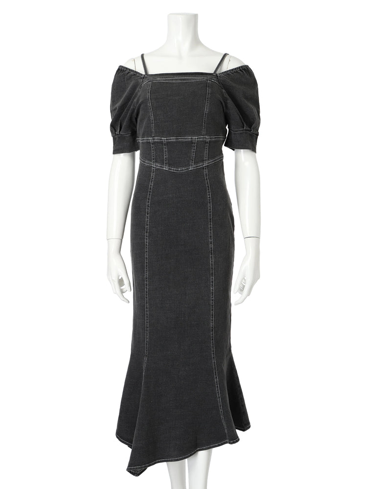 リップサービス LIP SERVICE バストオープンデニムマーメイドワンピース (グレー) グレー