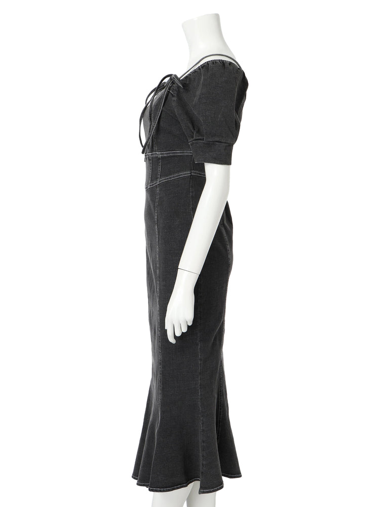 リップサービス LIP SERVICE バストオープンデニムマーメイドワンピース (グレー) グレー