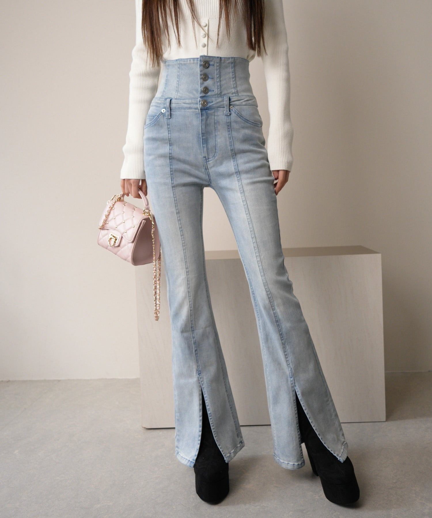 LIP SERVICE LIP SERVICE Center Slit Flare Denim Pants