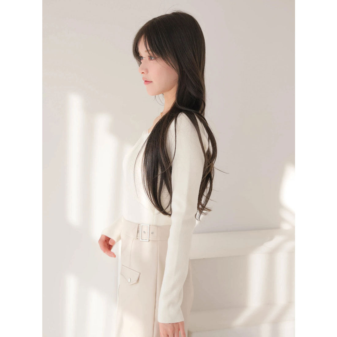 LIP SERVICE LIP SERVICE Sheer Line Asymmetric Shoulder Knit