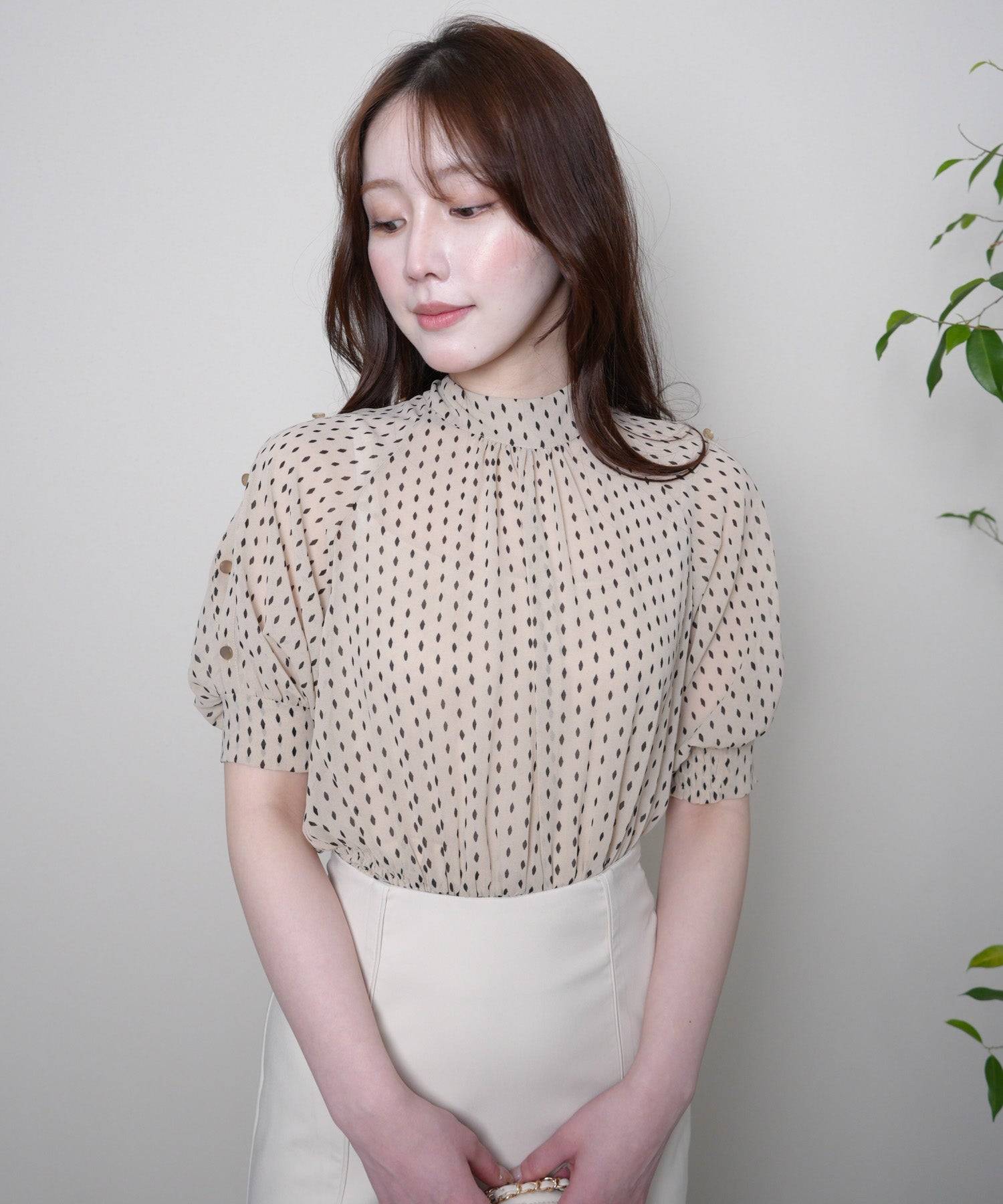 リップサービス LIP SERVICE ショルダーボタンシアーリボンブラウス (ミックス2) ミックス2