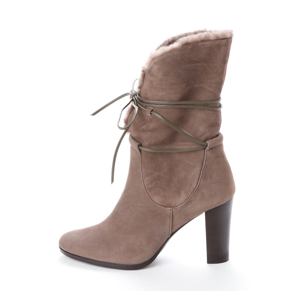 オールウェザーボア付ヒールミドルブーツ