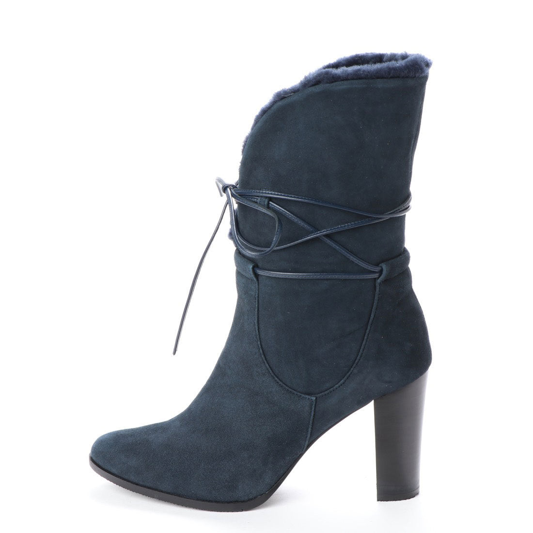 オールウェザーボア付ヒールミドルブーツ