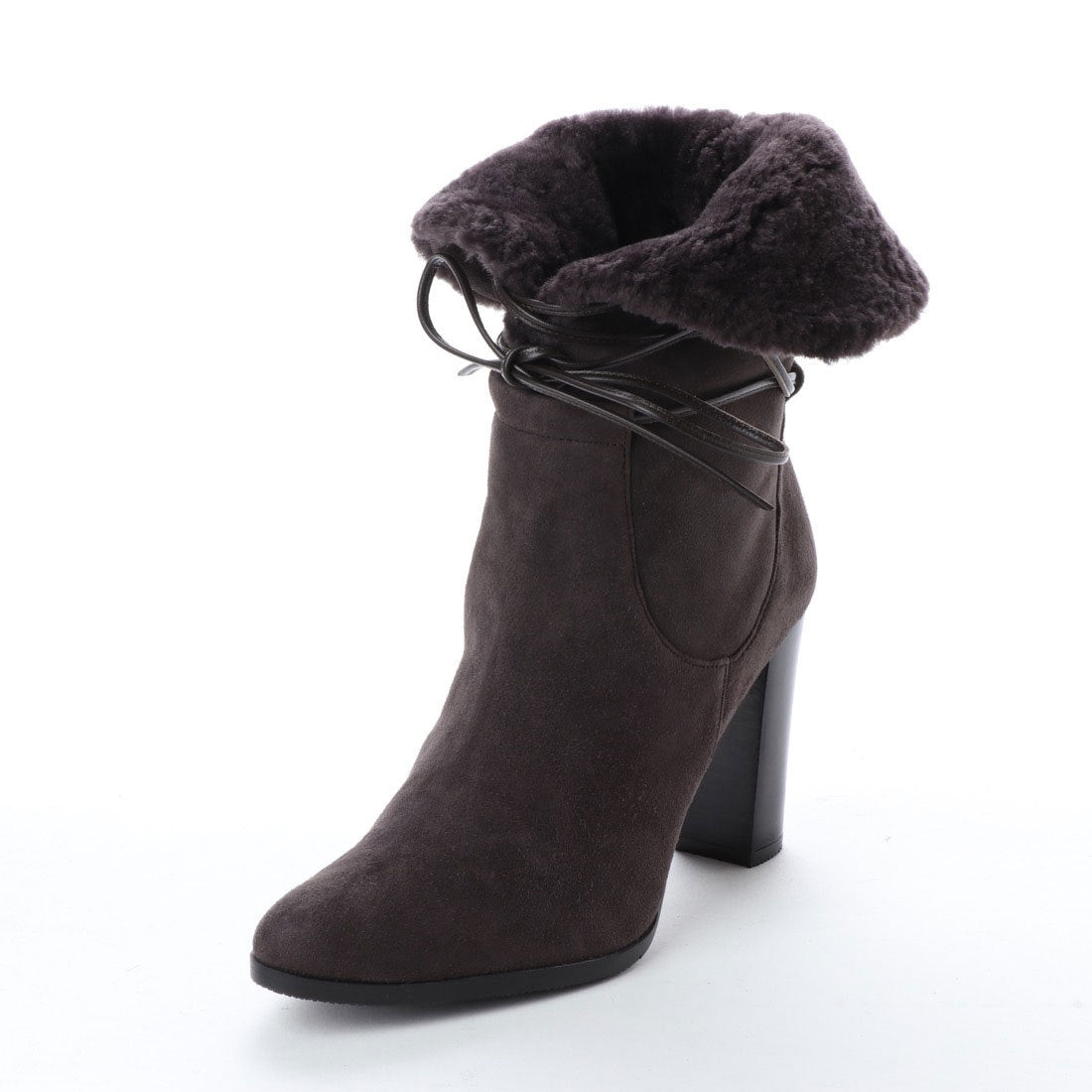 オールウェザーボア付ヒールミドルブーツ