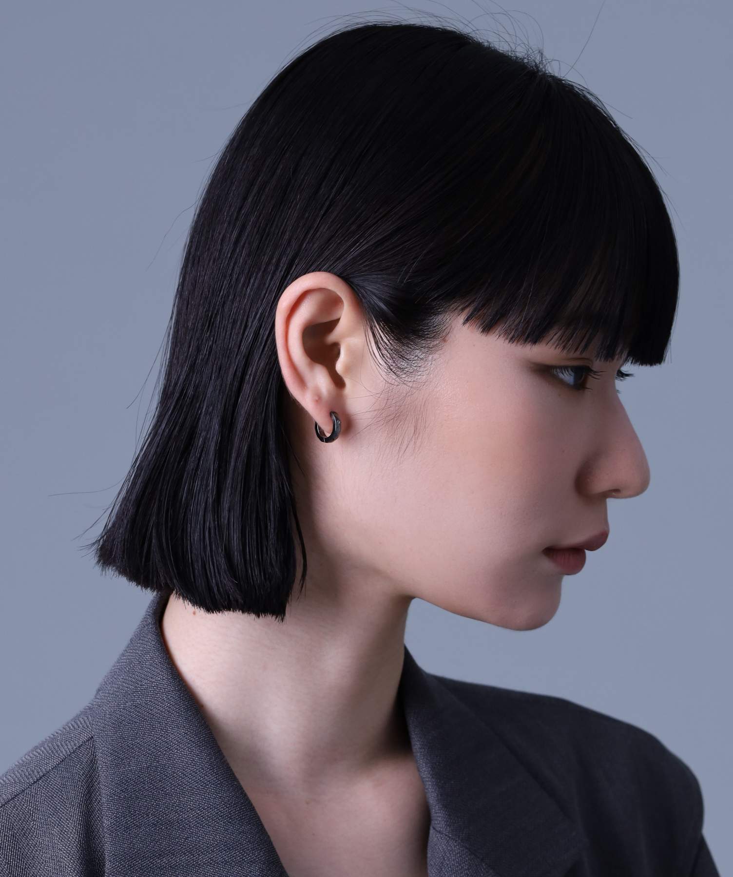 ライオンハート LION HEART 【限定展開】LH-1 カッティングフープピアス/ダイヤモンド/サージカルステンレス316L(金属アレルギー対応) (ライトブラック) ライトブラック