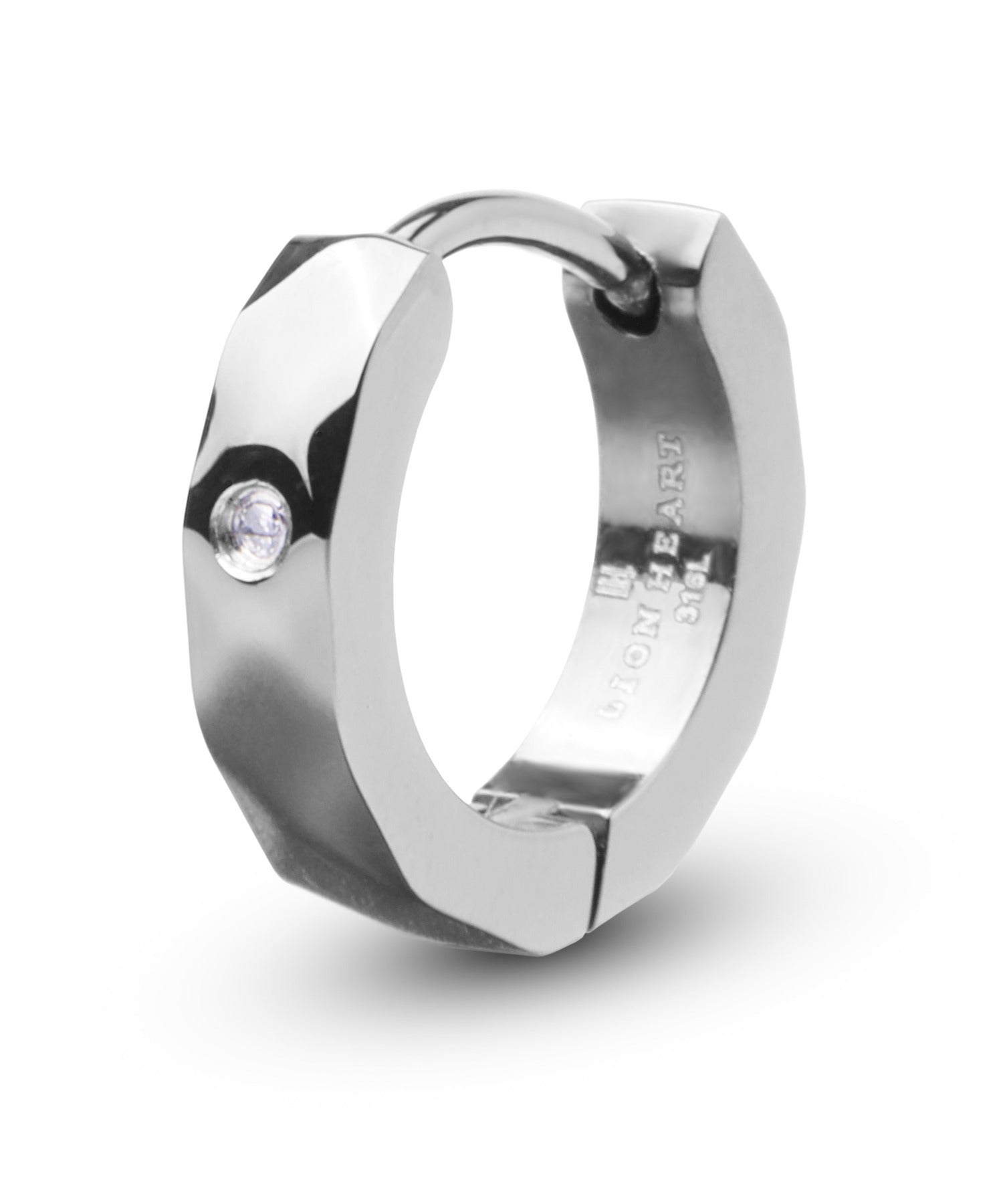 ライオンハート LION HEART 【限定展開】LH-1 カッティングフープピアス/ダイヤモンド/サージカルステンレス316L(金属アレルギー対応) (シルバー) シルバー