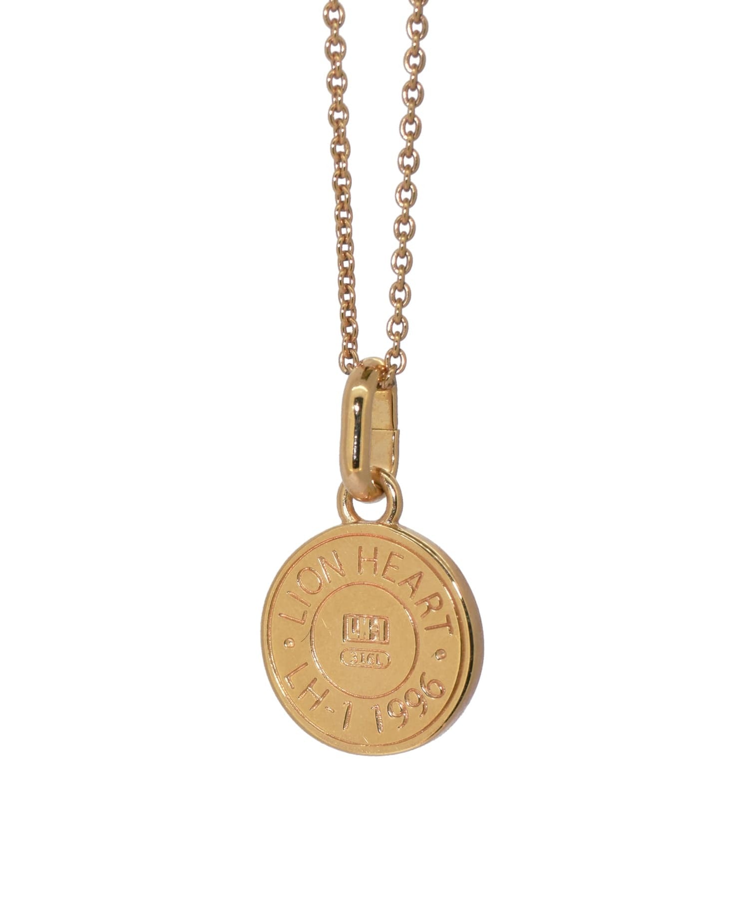 ライオンハート LION HEART 【限定展開】“LH-1”ツチメコインペアネックレス/ダイヤモンド/サージカルステンレス(金属アレルギー対応) (シルバー&ピンク) シルバー