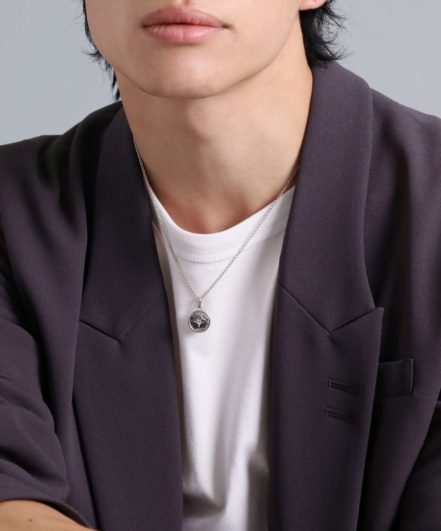 ライオンハート LION HEART 【限定展開】“LH-1”ツチメコインペアネックレス/ダイヤモンド/サージカルステンレス(金属アレルギー対応) (シルバー&ピンク) シルバー