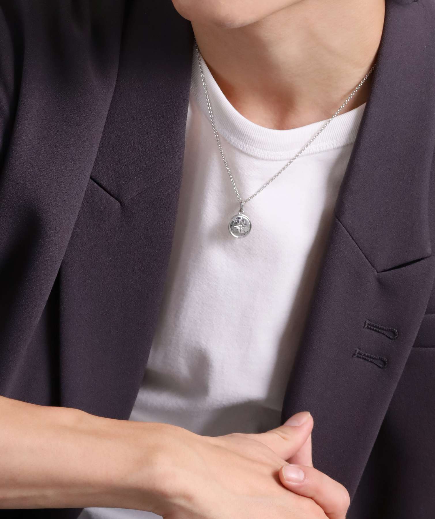 ライオンハート LION HEART 【限定展開】“LH-1”ツチメコインペアネックレス/ダイヤモンド/サージカルステンレス(金属アレルギー対応) (シルバー&ピンク) シルバー