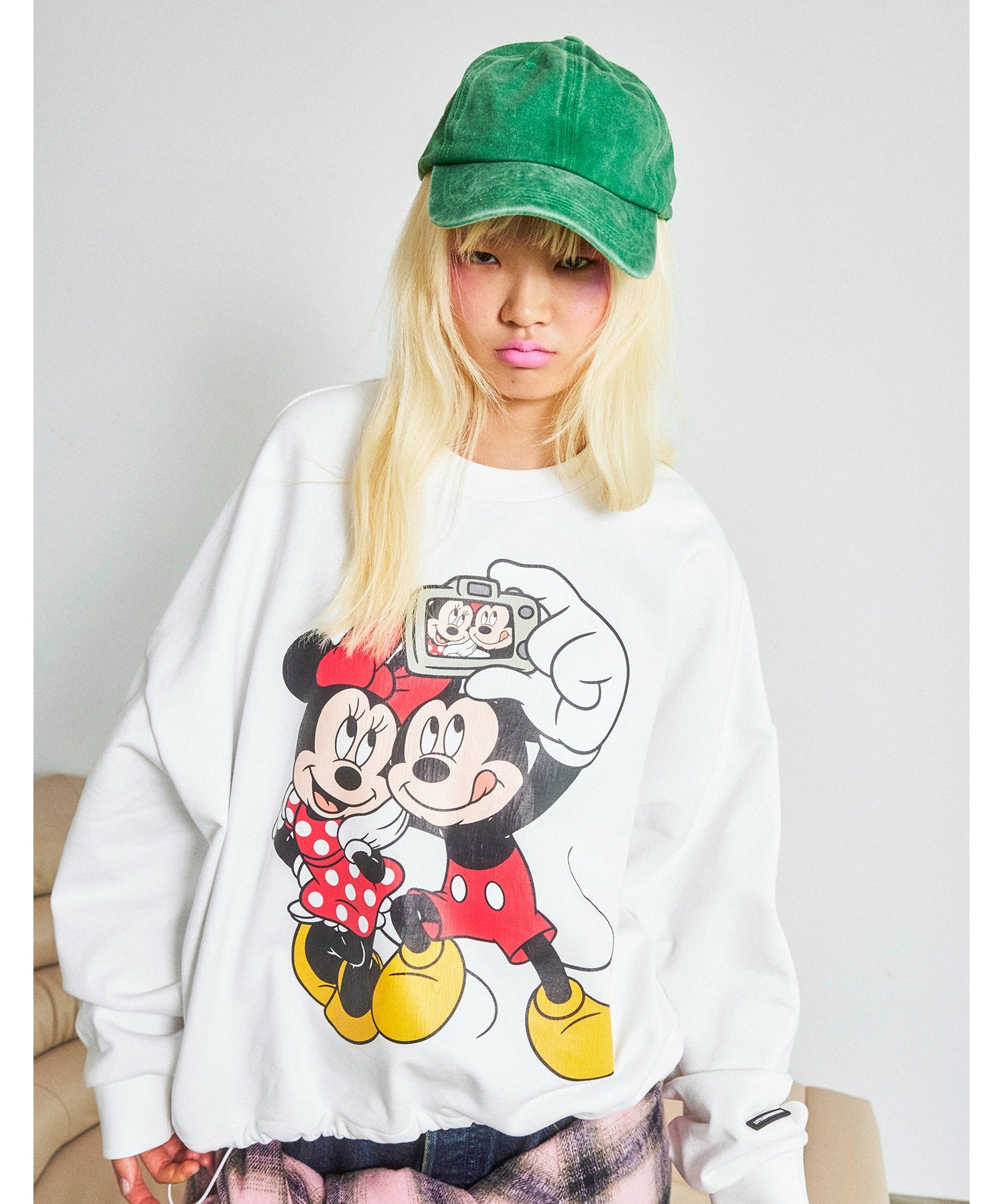 リトルサニーバイト little sunny bite micky & minnie selfie sweat top (ブラック) ブラック