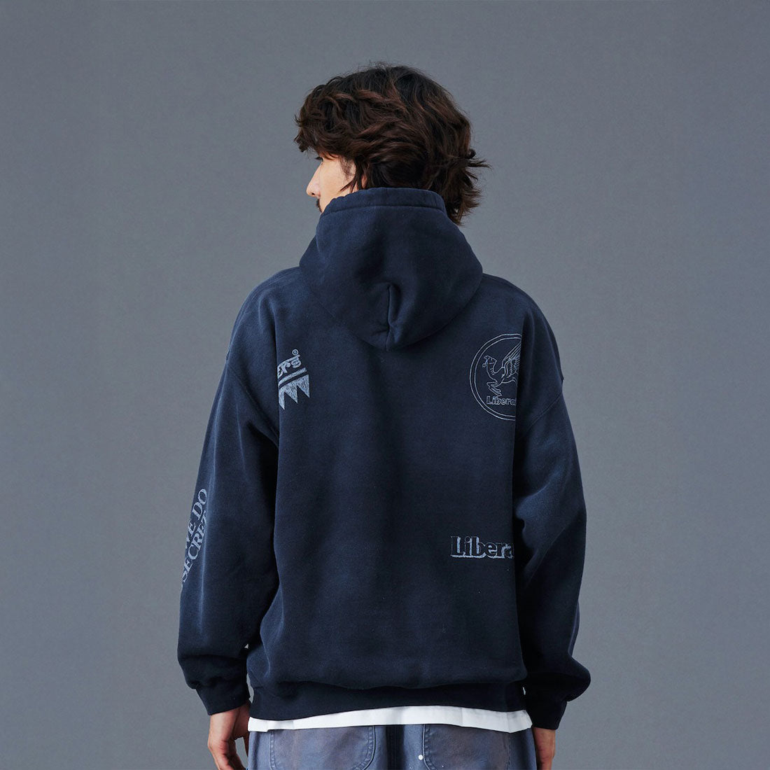 リベレイダース Liberaiders ハンドライティング プリント フーディー(HANDWRITING PRINT HOODIE) (BLACK) BLACK