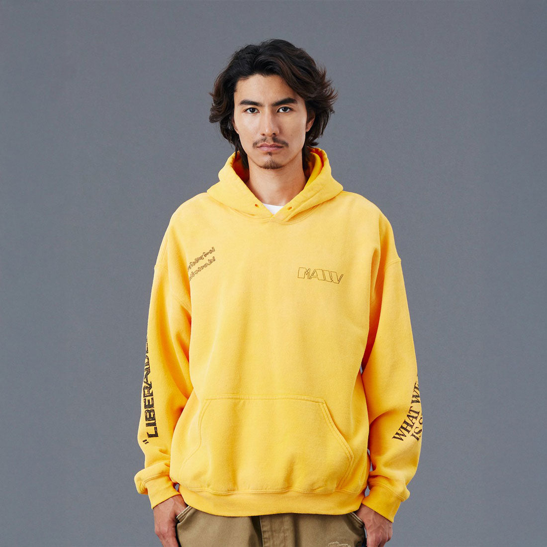 リベレイダース Liberaiders ハンドライティング プリント フーディー(HANDWRITING PRINT HOODIE) (YELLOW) YELLOW
