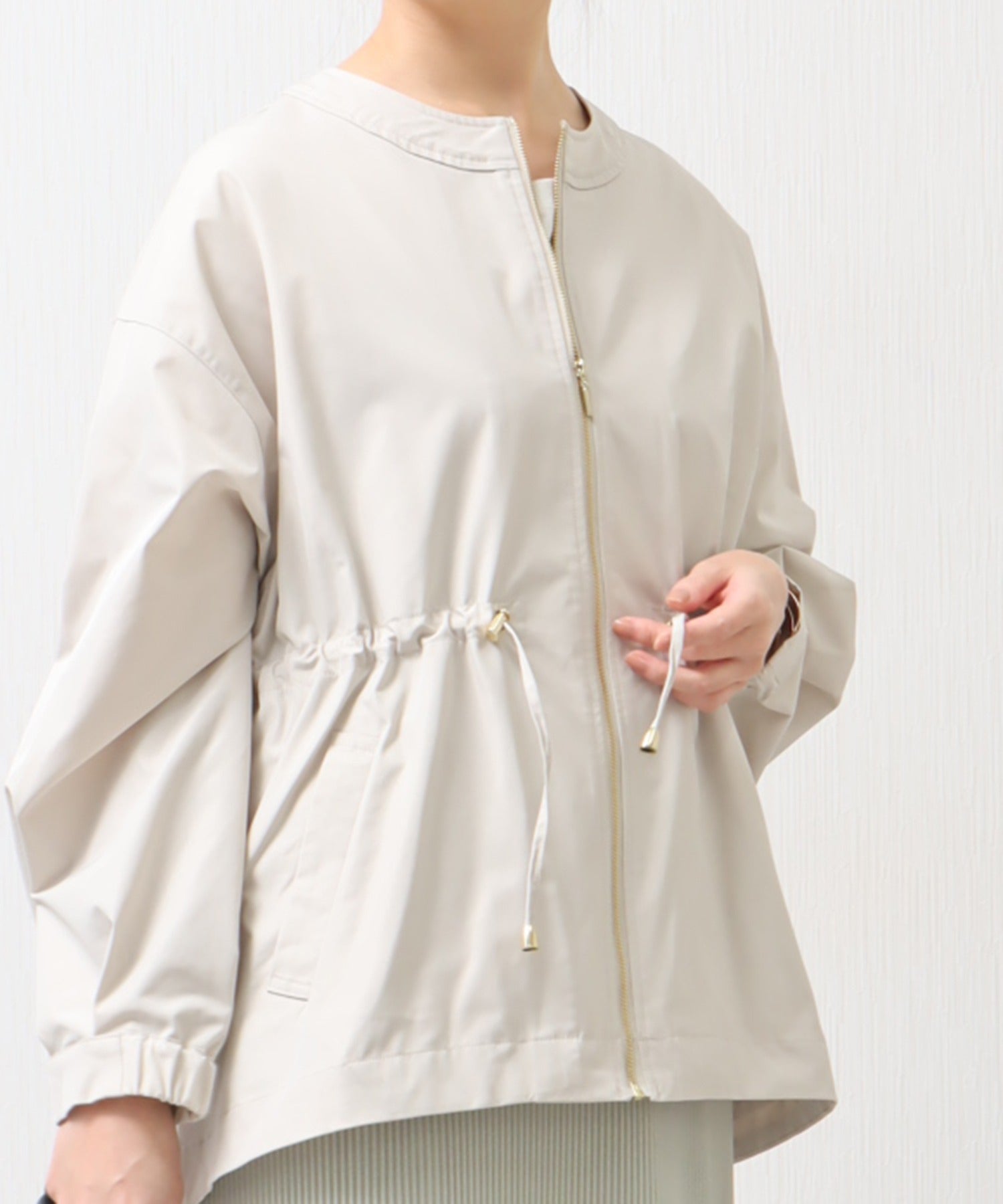 リベル モア libelle more ウエストドロストギャザーノーカラーブルゾン